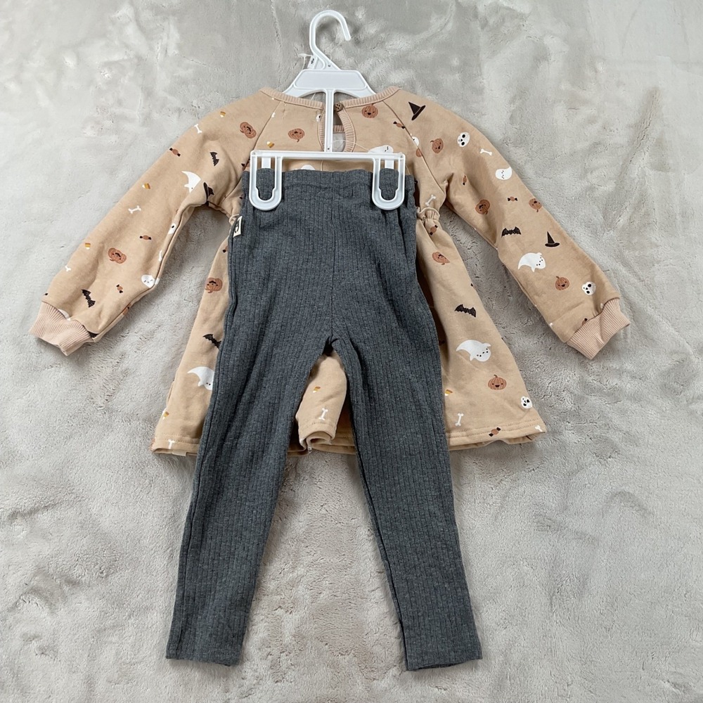 Rabbit + Bear Organic Kids Halloween Dress and Leggings Set Tan Grey 3T NWT - Picture 7 of 8